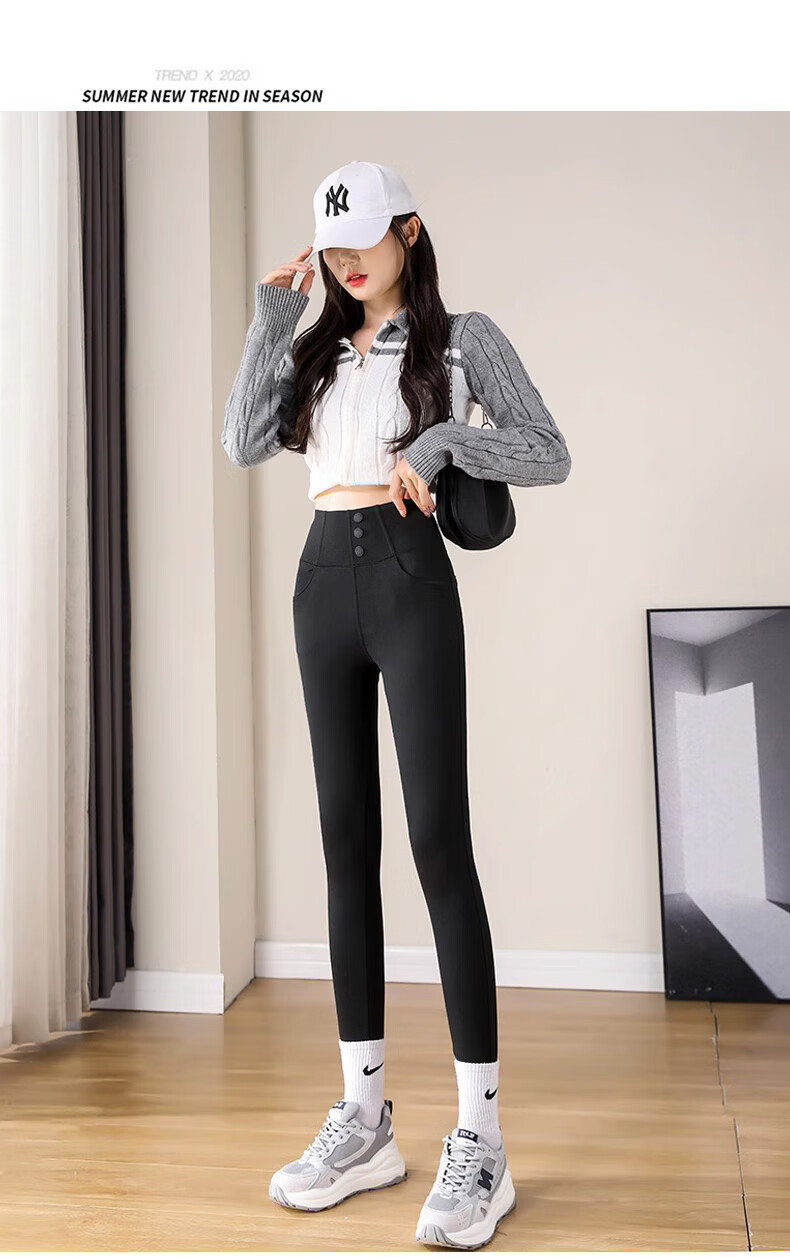 LangSha Leggings for Women, High-Waisted Tummy Control Butt-Lifting Shark Pants, Elastic Slim-Fit Ankle-Length with Three Velcro Straps for Autumn And Winter Outerwear 26