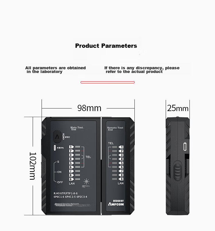 AMPCOM Network Cable Tester, Multifunctional RJ45 Connector Network Cable Tester with Charging POE Anti-Burn, RJ11 Telephone Line Intelligent Detection Tool AMBKZRJ4511 26