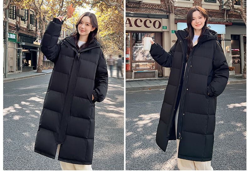 Yalu Solid Color Long down Coat for Women, Winter 2026 New Style, Loose-Fitting Over-Knee Thickened Warm Couple's Mid-Length Coat for Outdoor Activities 24