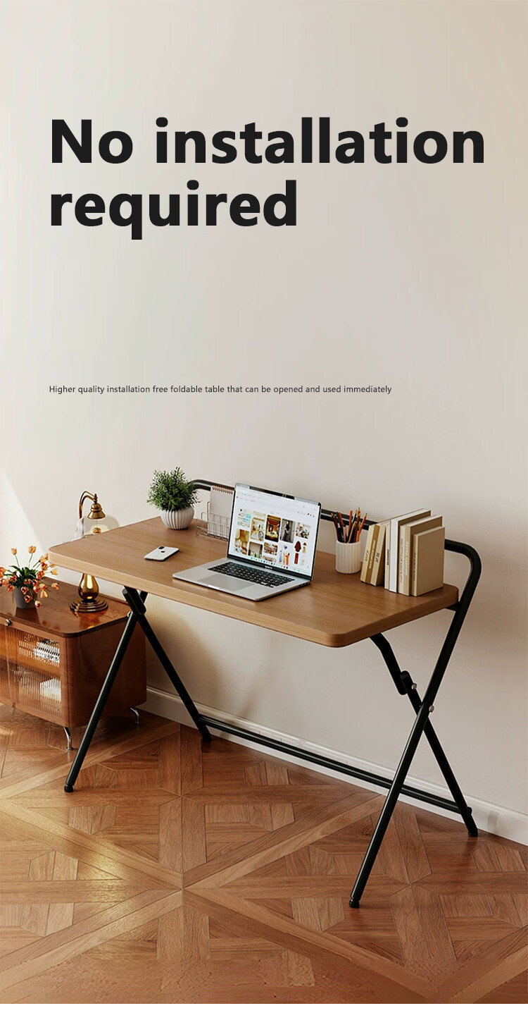 Huanaxin Folding Computer Desk, Home Study Desk, Bedroom Writing And Office Simple Table, BGZ812 Walnut, 80cm 1