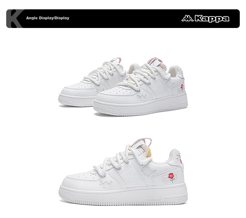 Kappa Official Student Sports Shoes for Women, Small Platform Sneakers, Breathable Versatile White Shoes for Autumn, Cool Gray, Size 40 12