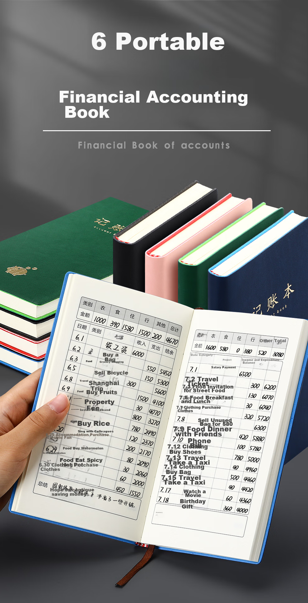 Jiaranheng Wealth Accumulation Accounting Book, Daily Cash Journal, Personal Detailed Income And Expense Book, Household Cash Flow Ledger, Financial Planner Notebook, Home Accounting Book, Commercial Ledger, A5 Red 1