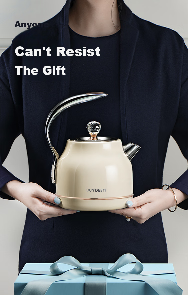 Buydeem Portable Electric Kettle for Home Use, Automatic All-In Design with 304 Stainless Steel, Auto Shut-Off, Stylish Hot Water Kettle K203 Light Pine Gree 4