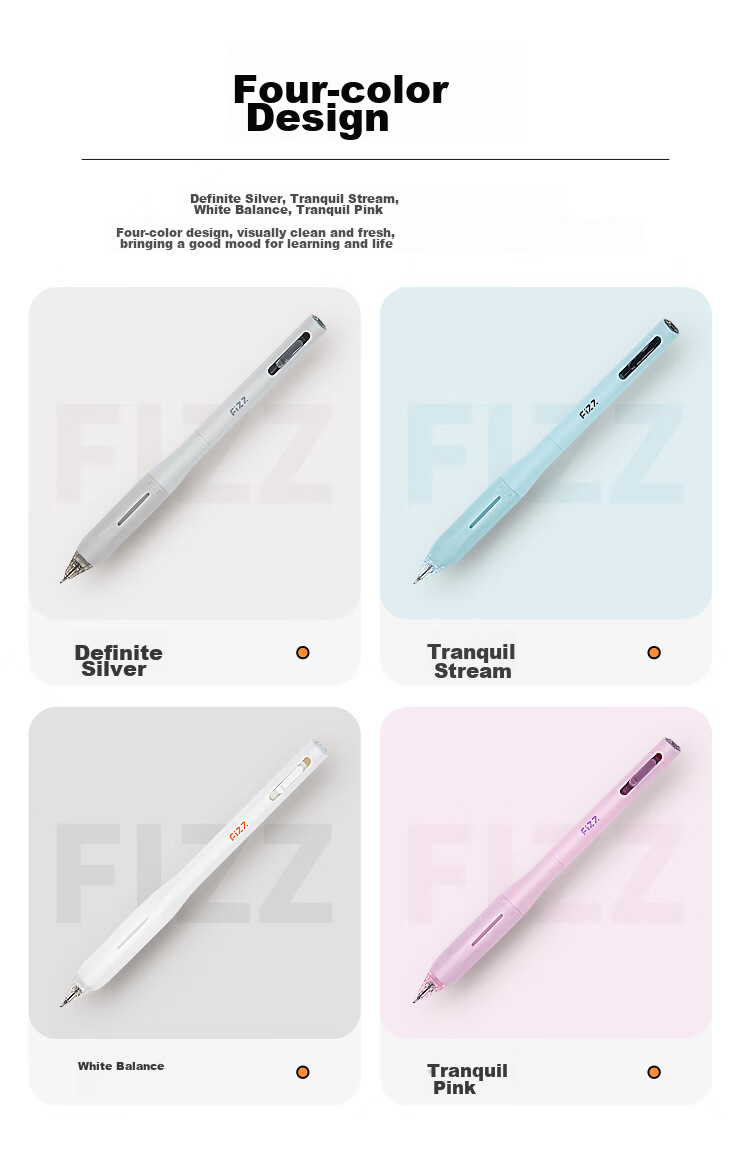 Fizz Quick-Drying Retractable Gel Pen, Stylish Design, 0.5mm Low Center of Gravity, Double Steel Ball CS Tip, Large Capacity Office Signing Pen, Back-To Exam Pen, 4-Pack B73003 2