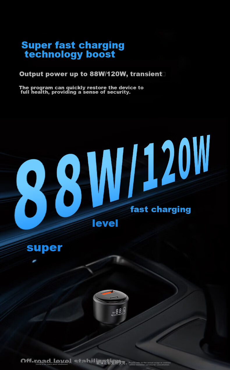 Newmine 120W Car Charger, Fast Charging Cigarette Lighter Adapter, Dual-Port Car Charger Compatible with Huawei/Xiaomi 3