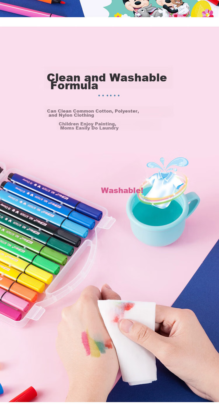 Disney 12-Color Washable Watercolor Markers, Student Coloring Pens, Children's Hexagonal Handle Drawing Pencils, Spider-Man Drawing Pens 3