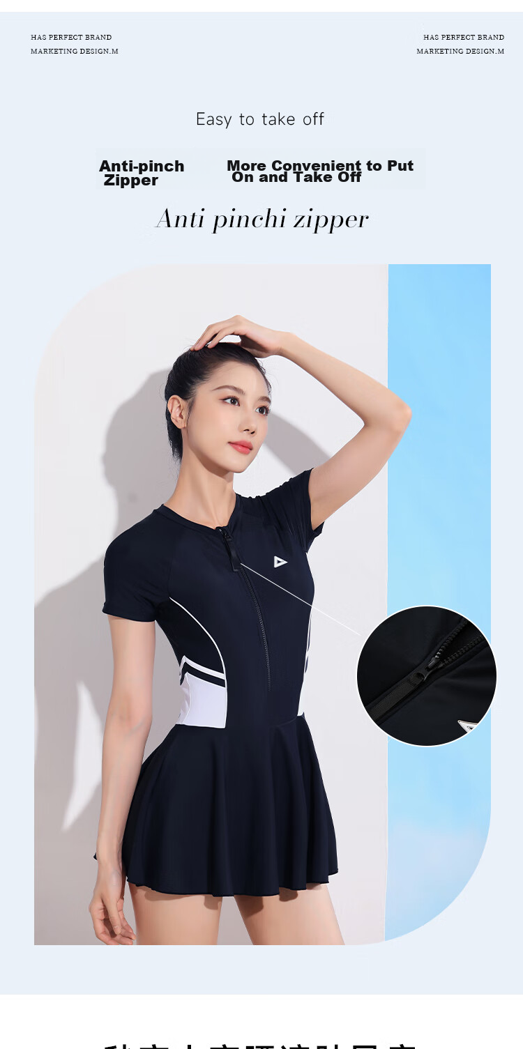 PEAK Women's One-Piece Swimsuit Dress, Tummy Control, Slimming, Comfortable, Quick-Drying, Casual, Conservative, Hot Spring Beach Dress Swimwear, Black XXXL 3