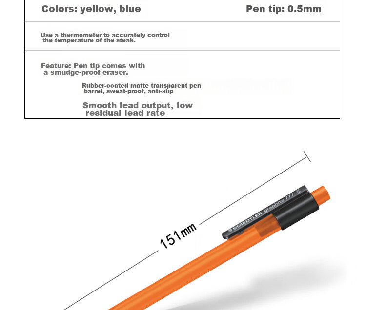 STAEDTLER Mechanical Pencil 0.5mm, Low Center of Gravity, Break-Resistant, Matte Barrel, for Students' Exams, Children, Office Use, Back-To Essential - Gray 77705-8 4