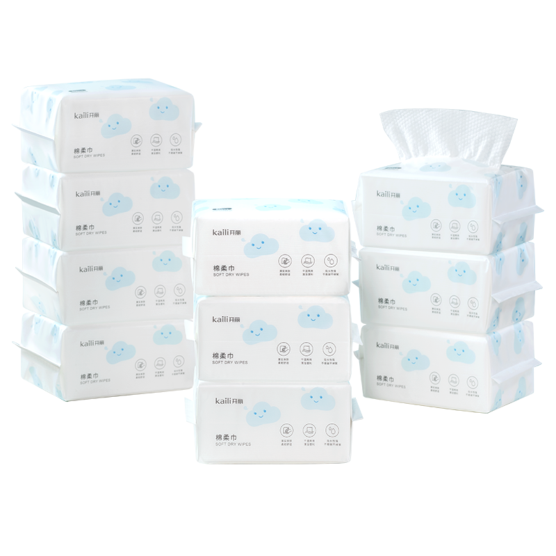 Kaili Baby Soft Wipes, Disposable Face Wipes for Babies, Dual-Use for Dry And Wet Cleansing, Pearl Texture, 80 Sheets X 8 Packs