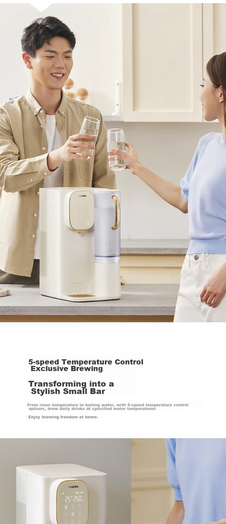 PHILIPS Water Purifier, Desktop No-Installation Instant Hot Drinking Water Machine, Integrated Heating And Drinking Water Purifier, RO Reverse Osmosis Strontium-Rich Mineral Water ADD8638/93 11