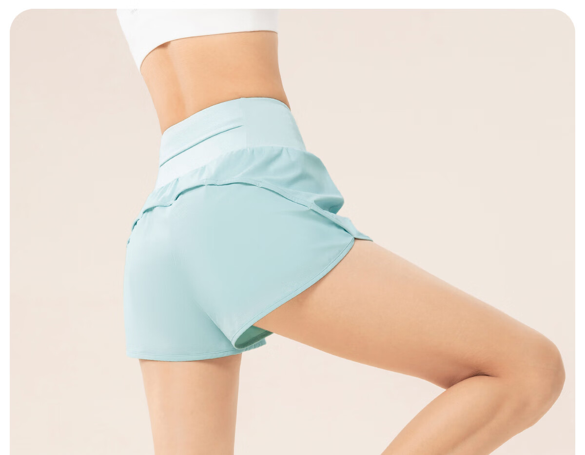 361° Sports Fitness Yoga Shorts, Lightweight Summer Style, Anti-Exposure, Fake Two-Piece Design, Running Sports Breathable Shorts for Outdoor Wear 8