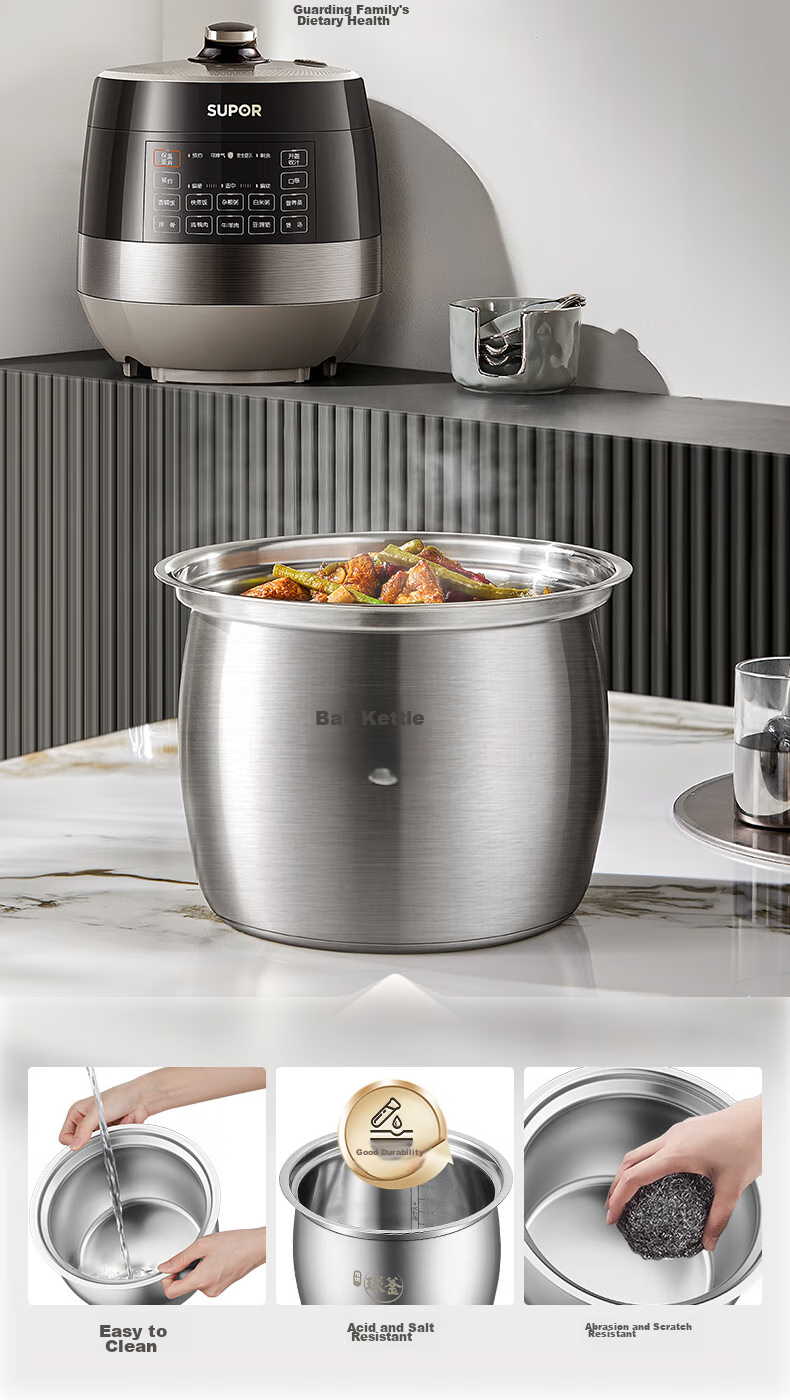 SUPOR 0 Coating Ball Pot Electric Pressure Cooker, 6L Double Inner Pot, Fully Automatic Intelligent Reservation, Home Use, SY-60YC6011Q Rice Cooker High-Pressure Cooker for 6-8 People 5
