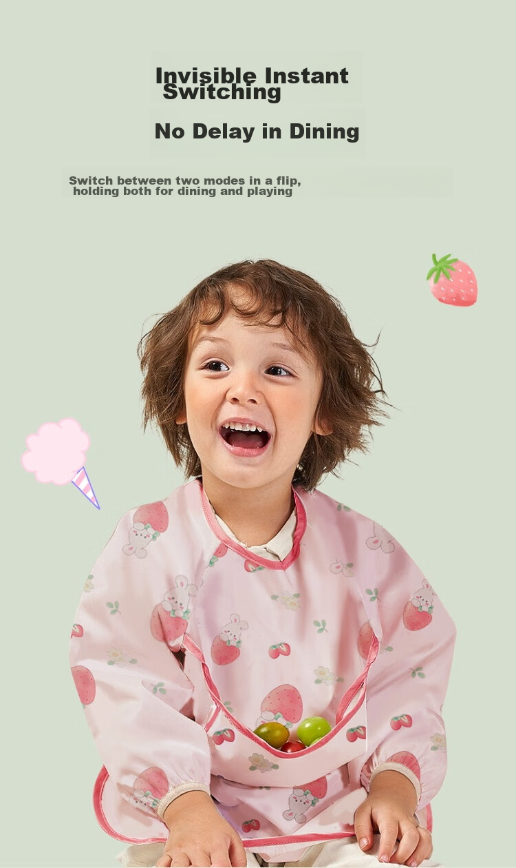 DOCTOR MA Children's Apron, Spring And Autumn Baby Eating Cover, Infant Food Feeding Bib, Reverse Apron, for Ages 2-4, Panda Design, Size 100 5