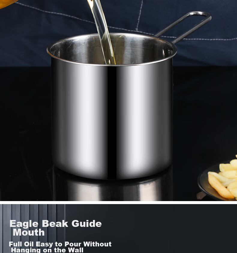 BJ Stainless Steel Deep Fryer for Tempura, Fried Chicken And General Cooking, Compatible with Induction And Gas Stoves, 1200ML Capacity 5