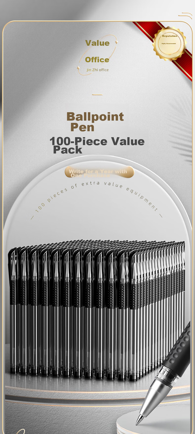 Jinzhi 50 Black Gel Pens, 0.5mm Bullet Tip Full Needle Tube Water-Based Signature Pens, Office Business Student Use Water Pens, Exam-Specific Carbon Large Capacity Pen Refills 1
