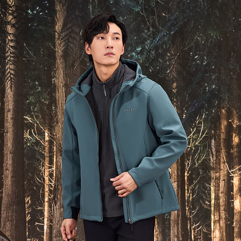TOREAD Men's Soft Shell Jacket, Autumn And Winter Outdoor Windproof Warm Fleece-Lined Soft Shell Coat, Hiking Travel Jacket, Mountaineering Outerwear