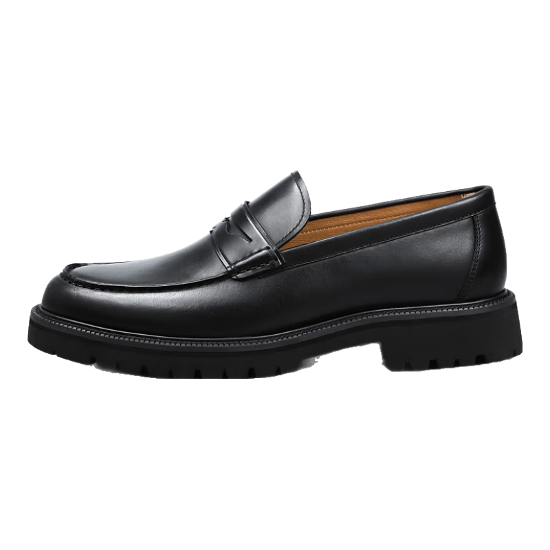 Goldlion Men's Slip-On Leather Shoes with Top-Grain Leather And Height-Increasing Soles, Business Casual Wedding Shoes, Thick-Soled Loafers for Me