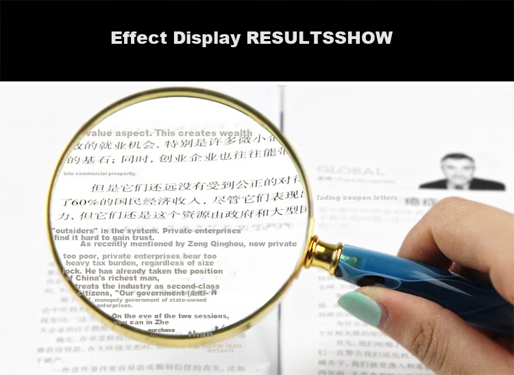 MIXOUT Handheld High-Definition Magnifying Glass for Reading Books And Newspapers, Appreciation of Art, Gold-Edged Blue-Striped Magnifier 10