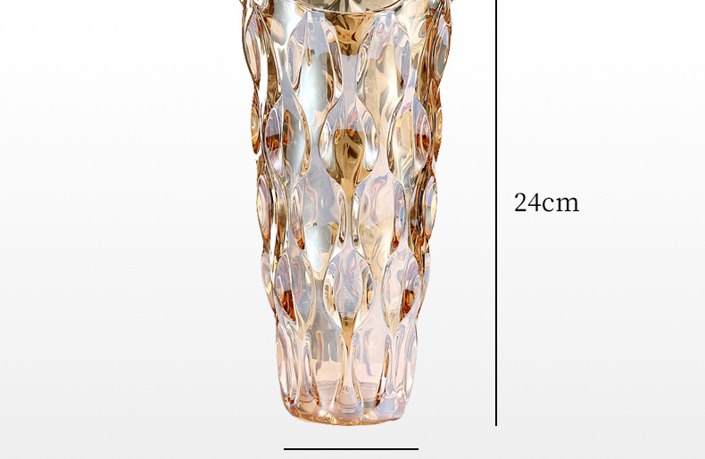 Shengshi Taibao Bohemian Crystal Glass Vase Transparent Hydroponic Container Flower Arrangement Table Decoration Amber 24cm 4