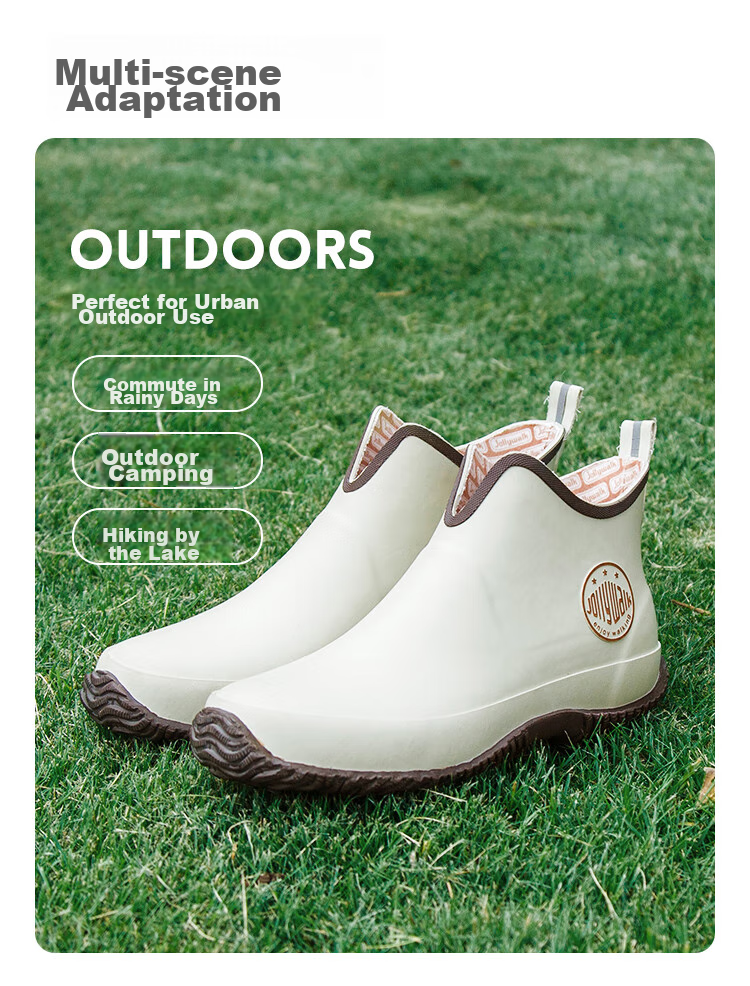 Jolly Walk New Women's Rain Boots, Low-Cut Fashion Waterproof Rain Shoes, Short Rubber Overshoes JW228-1 Orange 39 4