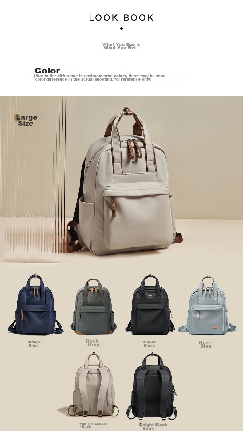 Laifu 14-Inch Laptop Bag, Women's Commuter Backpack, Large Capacity Schoolbag, Travel Backpack 26