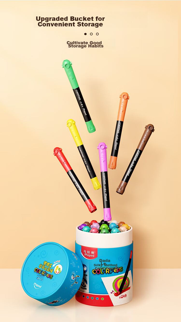 Maped Colorful Smooth Washable Crayons, Art Drawing Sticks for Children And Students, Beginner Art Doodle Pens, 836503CH Fun Play [36 Colors/bucket Educational Tool 9