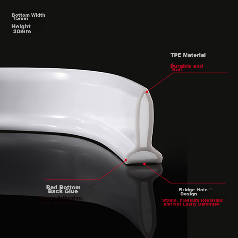 Jingxun Bathroom Water Barrier Strip, Shower Room Waterproof Strip, Self-Adhesive Water Barrier for Countertop And Floor, 2 Meters