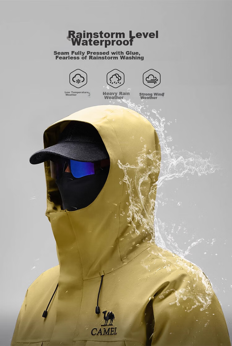 CAMEL Outdoor Jacket Three-In Unisex Coat, Heavy Rain-Resistant Waterproof Windproof Mountaineering Wear A34CA18673 6