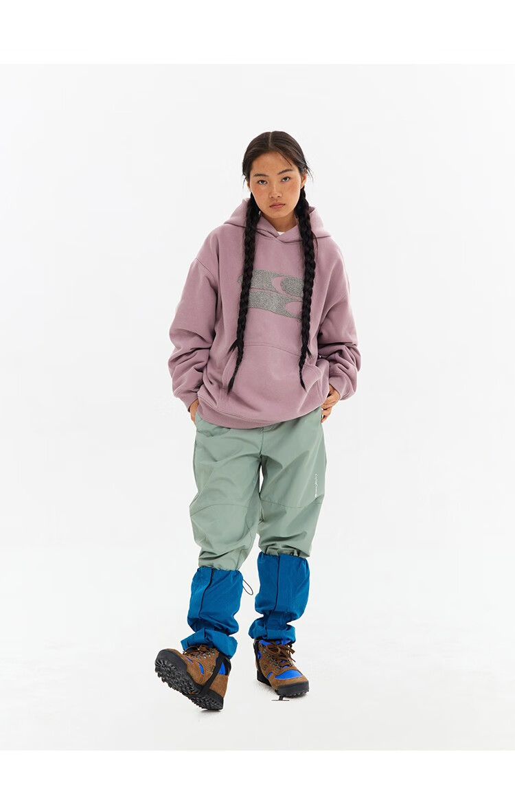 Crying Center Autumn Winter Logo Embroidered Classic Low Saturation Hooded Fleece Sweatshirt Gray Brown Pink S 11