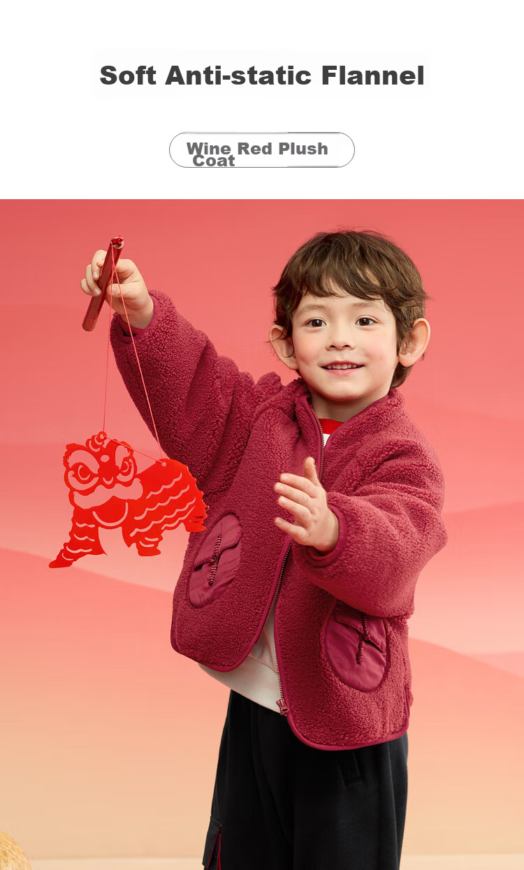 BALABALA Children's Clothing, Cotton Padded Jacket for Boys And Girls, Plush Fleece Coat, Baby Cotton Outerwear, Spring And Winter Wear, Versatile And Thi 1
