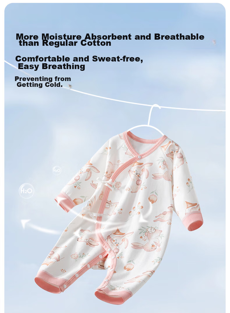 Beitaisi Baby Clothes, All-Season Onesie, Long-Sleeve, Pure Cotton, Soft, Newborn Infant Belly Protection, Anti-Cold, Baby Romper, Crawling Suit 7