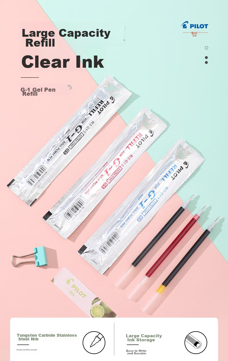 PILOT Pen Refills, 0.5mm Gel Ink, Bullet Tip, Signature Pen Refills for Writing Practice, Quick-Drying (Compatible with G1/G3), BLS-G1 Red, Pack of 6 1