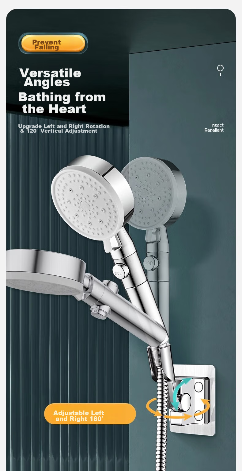JEPPE Adjustable Shower Head Holder, No-Drill Shower Bracket, Universal Bathroom Shower Head Mount 5