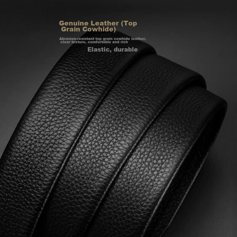 GOLF Men's Double-Sided Top-Grain Leather Belt, No Buckle Belt, Automatic Buckle Waist Belt, Buckleless Trouser Belt