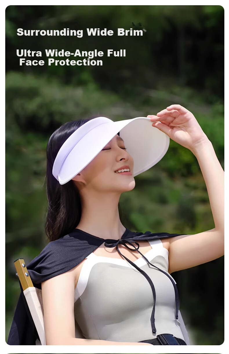 VVC Sun Protection Hat for Women, Sun Visor, UV-Resistant Wide-Brimmed Bucket Hat, Gradient Gray 3
