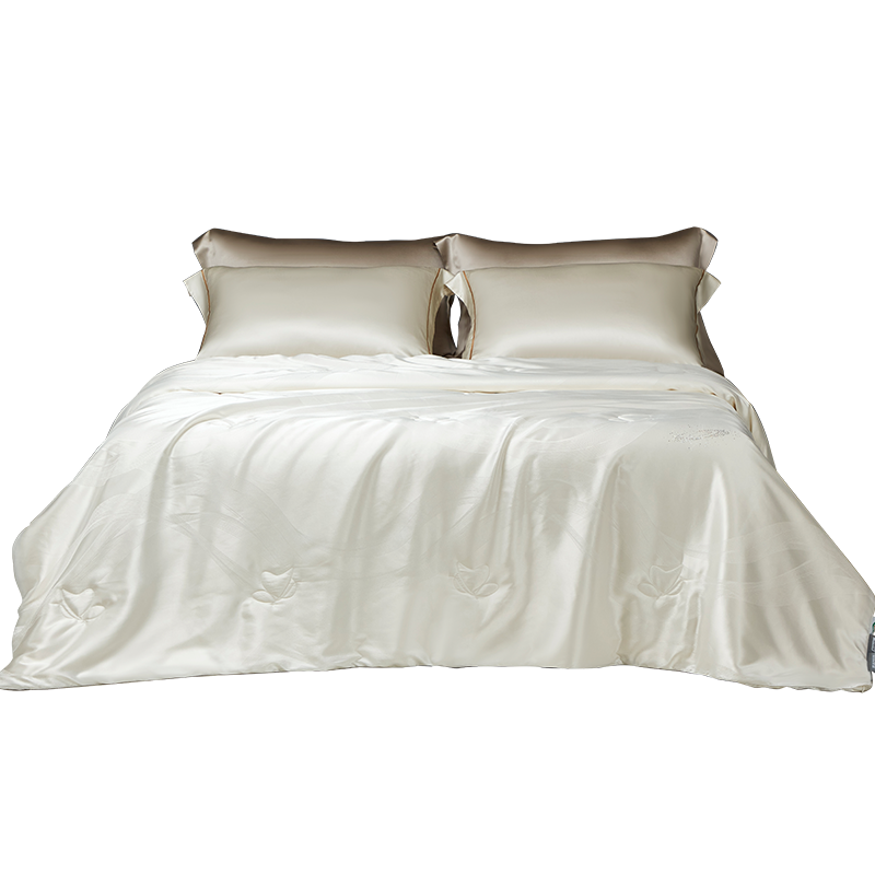 Mengjie Jiafang Silk Comforter with New Oxygen Jacquard Breathable Air Conditioning All-Season Duvet, Pearl White Filling Material Approximately 1000g, 200*230cm