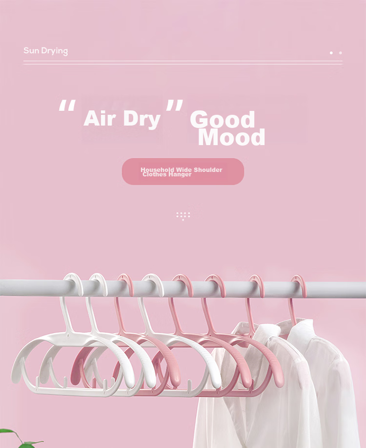CHAHUA Clothes Hangers, Wide Shoulder Non-Slip Drying Rack, Clothes Support Hanger, Suit Plastic Coat Rack, Pack of 6 1