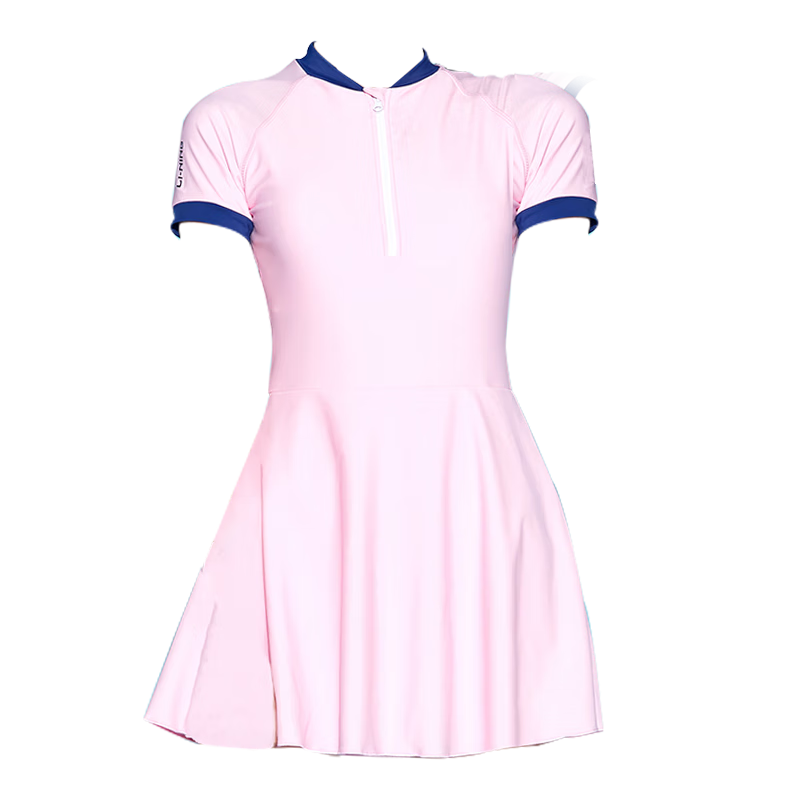 Li-Ning One-Piece Swimsuit for Girls, Skirt Style, Quick-Drying, Sun Protection, for Swimming And Hot Springs, Professional Swimwear, 073 Strawberry Pink, Size 140