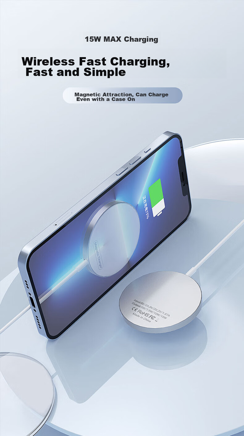 Stiger Apple 18 Wireless Charger, MagSafe Magnetic 15W Fast Charging, Compatible with IOS IPhone 17 Pro Max 15/14/13/12 Full Series, Apple Huawei Xiaomi Phones 1