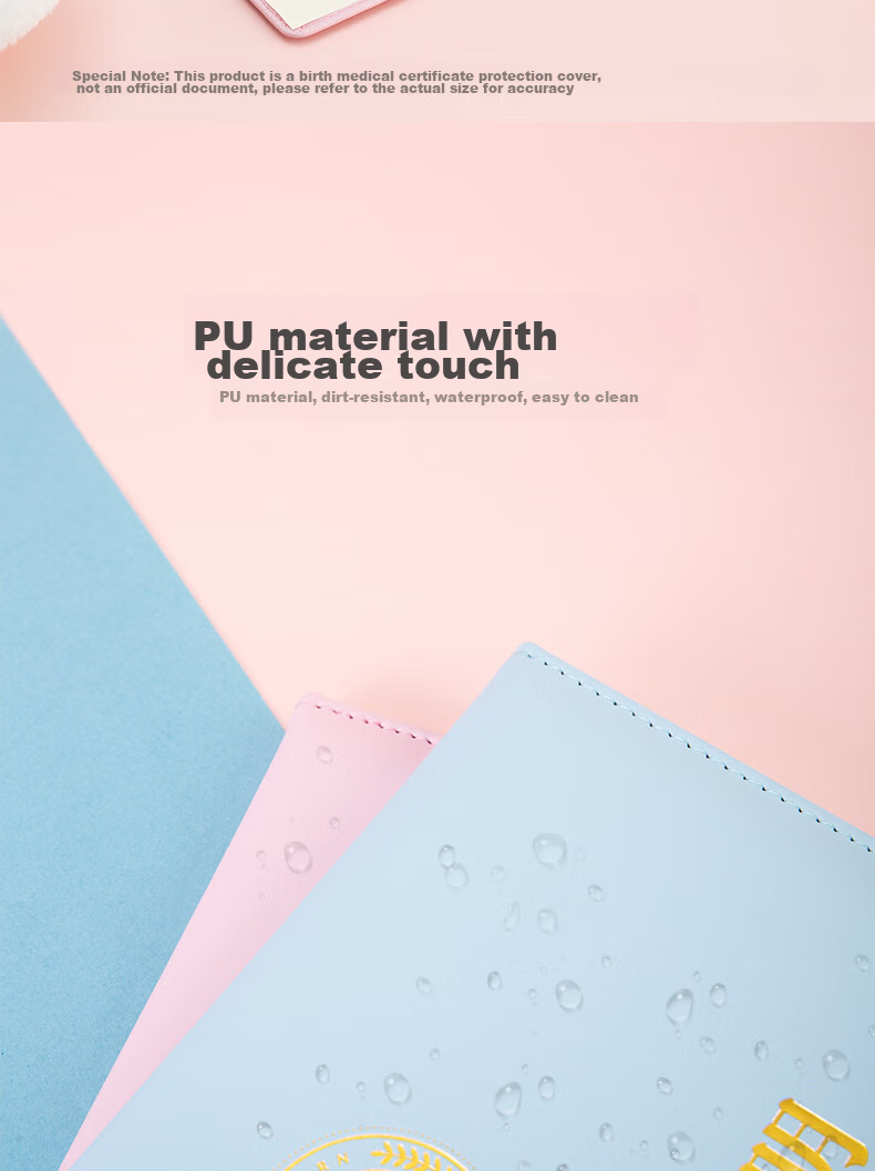 Deli Medical Birth Certificate Protector, Universal Cartoon Design for Baby Birth Certificates, Leather Case for Documents And Information Storage, Light Pink, 24817 4