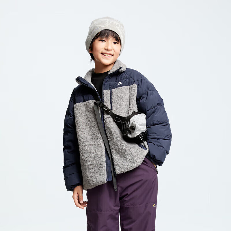 Annil Children's Clothing, Boys And Girls Short Cotton Jacket, 2024 Winter New Style, Soft Misty Gray, Size 130