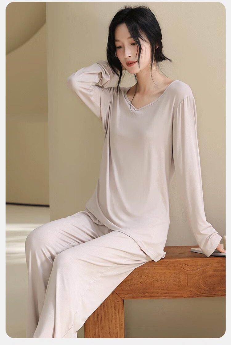 LangSha Women's Pajama Set Spring Summer Smooth Bare Skin Comfortable Homewear 2026 New Pink 1