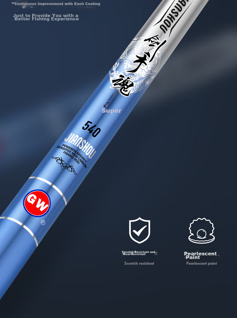 GW Fishing Rod Jian Shou Hun, 6.3 Meters, 28 Sections, Carbon Fiber, Versatile for Lake And Reservoir Big Fish Fishing 20