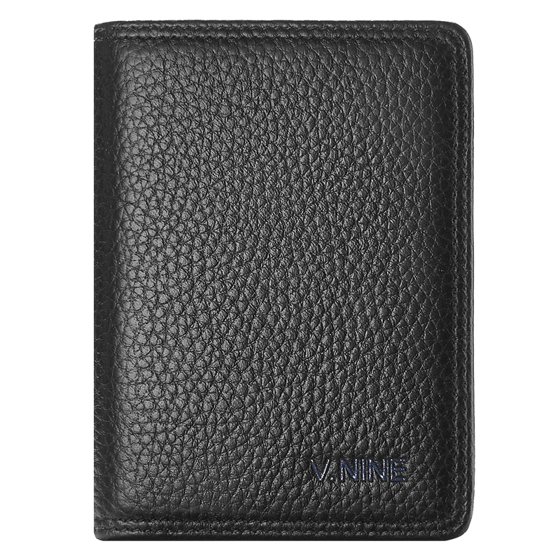 V.NINE Card Holder Business Card Case, Top-Layer Cowhide Leather, Slim Driving License Holder, Anti-Theft NFC Anti-Magnetic, Bank Card Holder, Mini Wallet for Men, Birthday Gift for Husband Or Boyfriend, Valentine's Day Or New Year Gift, Black