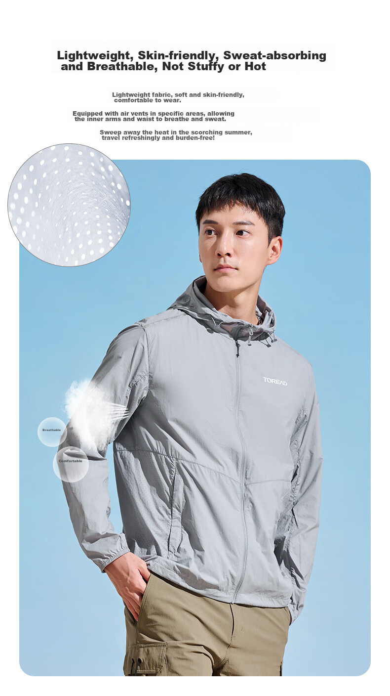 TOREAD Spring And Summer Men's Outdoor Sun Protection Jacket, Water-Repellent, Breathable, UV-Resistant Skin Coat TAZZCL81315 27