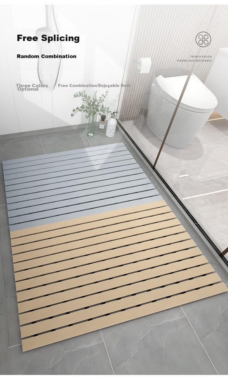 Huaxu Household Bathroom Non-Slip Mat, Shower Room Bathing Area Anti-Fall Floor Mat, Bathroom Washroom Toilet Water Barrier Waterproof Hollow Desig 15