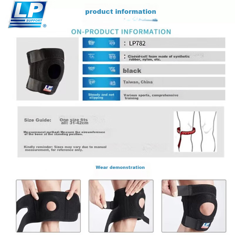 LP 782CN Sports Knee Brace with Breathable Four-Spring Support for Knee Joint Protection, Running, Basketball, Hiking, Patella Stabilizatio