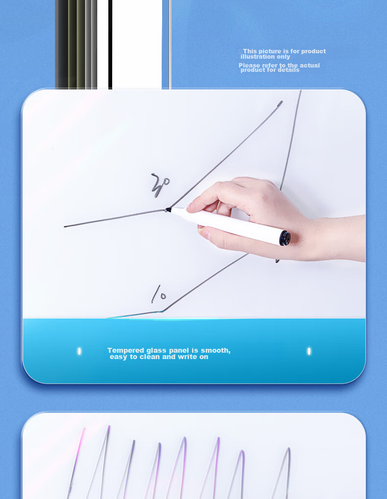 Deli Magnetic Whiteboard 150*90cm, Full-Screen Magnetic Tempered Glass Hanging Whiteboard for Office Meetings And Writing, Includes Whiteboard Eraser, Whiteboard Markers, And Magnetic Pins MZ102 13