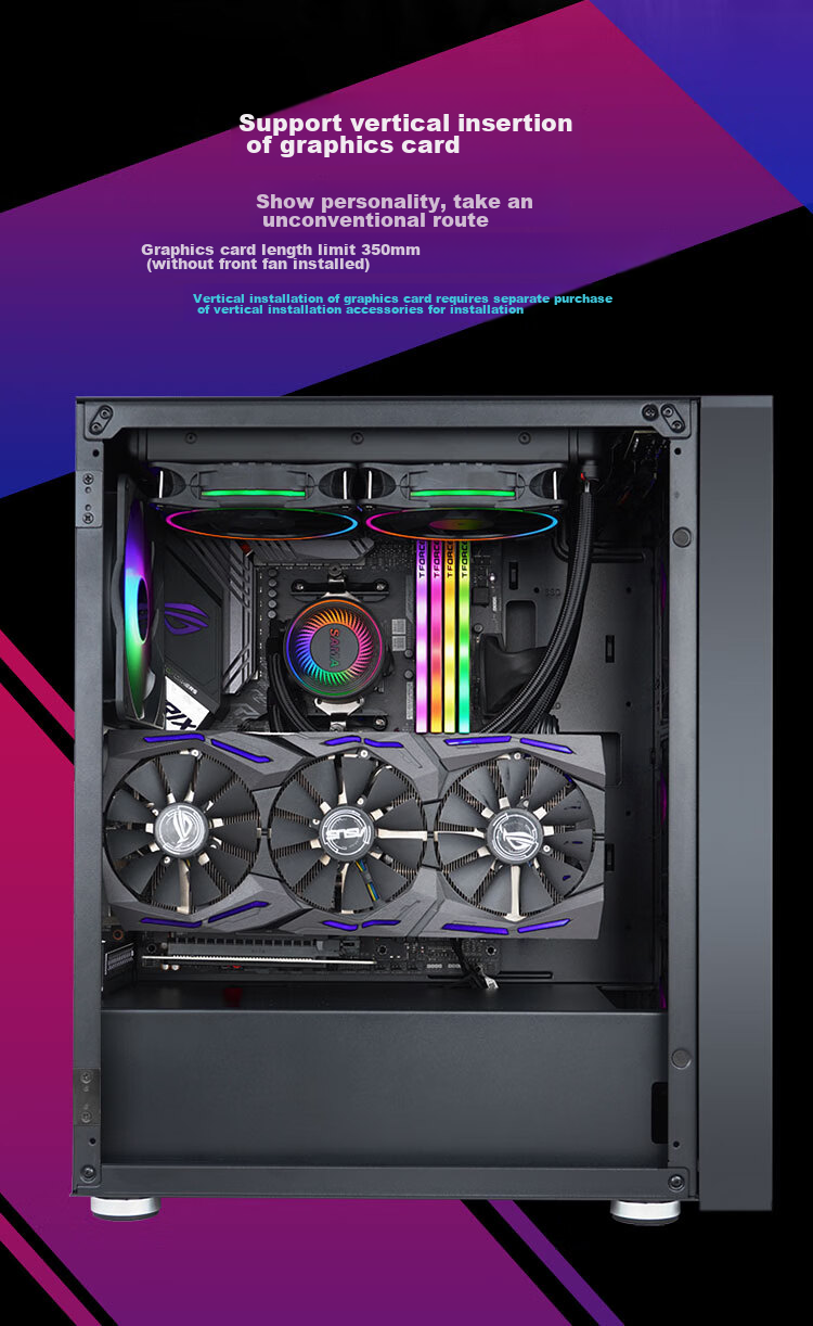 SAMA Zhuqueair Desktop Computer Case, Front Iron Mesh/Double-Sided Cooling Holes/6 Fan Positions/Wide Hardware Support/ATX Motherboard 240mm Water Cooling Vertical GPU Installatio 8
