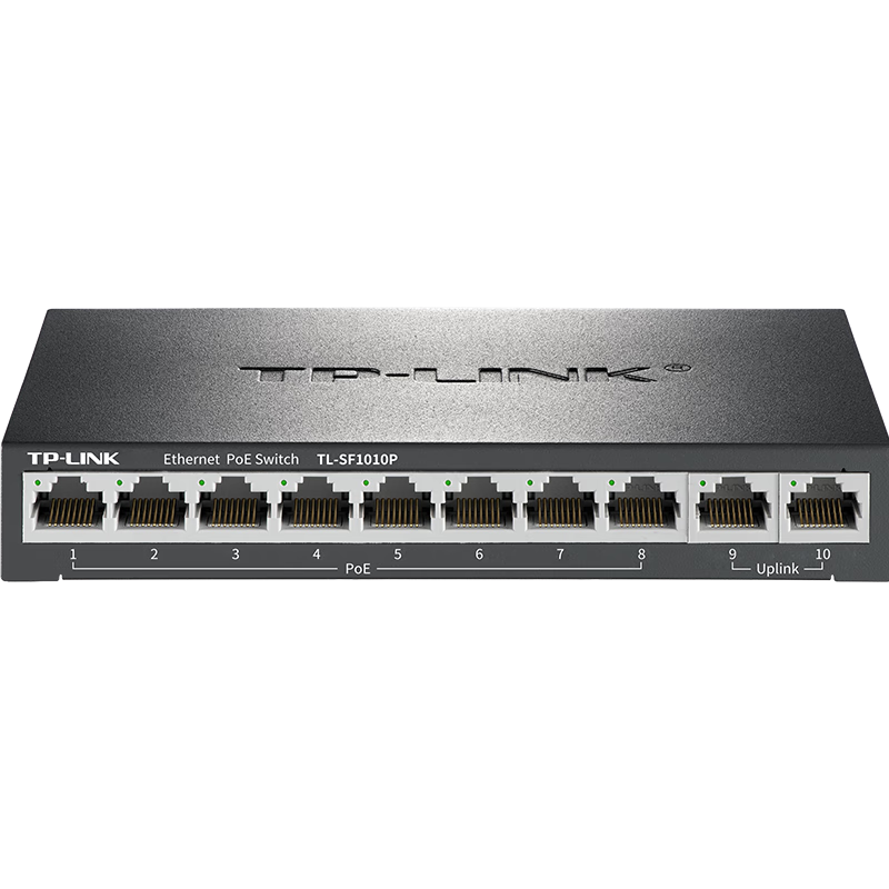 TP-LINK 10-Port 100Mbps 8-Port PoE Switch, Home Surveillance Network Hub Splitter, TL-SF1010P